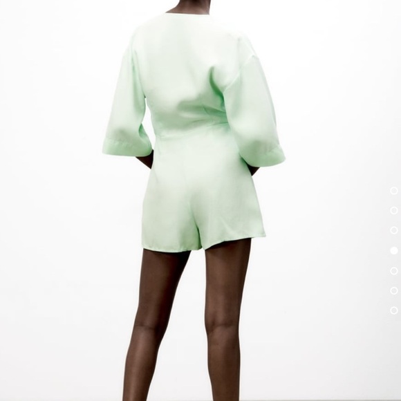 Zara Light GreenShort Wrap Jumpsuit - Picture 3 of 13